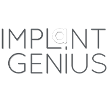 Implant Genius Logo Implant Genius logo with stylized letter 'A' in the word 'IMPLANT'